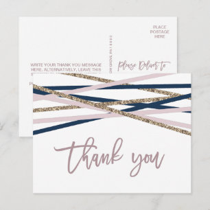Postal Gracias a Navy Rubor y Gold Streamers