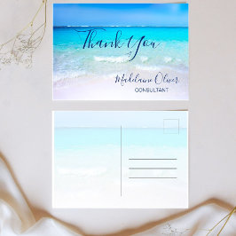 Postal Gracias a Ocean Scene Summer Beach Blue