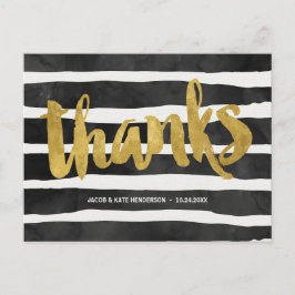 Postal Gracias a rayas | Faux Relieve metalizado dorado G