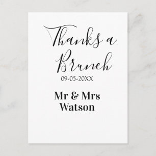 Postal Gracias a un brunch post boda nombre fecha simple 