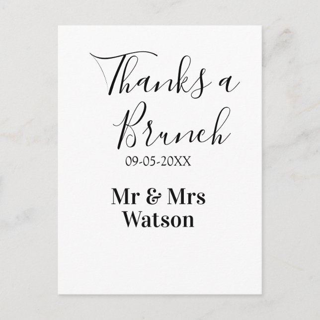Postal Gracias a un brunch post boda nombre fecha simple  (Anverso)