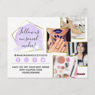 Postal Gracias Acuarela Cristales y Oro Boho 4-Fotos