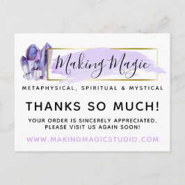 Postal Gracias Acuarela Cristales y Oro Boho 4-Fotos