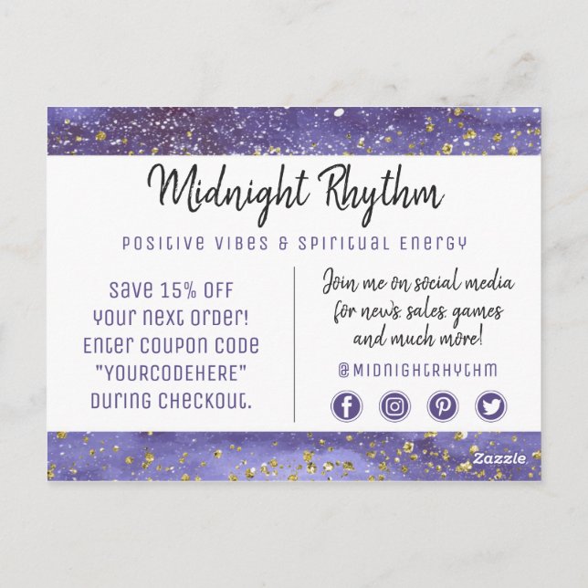 Postal Gracias Acuarela Luna Llena Noche del Ciclo Lunar (Reverso)