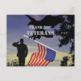 Postal Gracias Águila de la Bandera Americana de Veterano