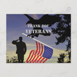 Postal Gracias Águila de la Bandera Americana de Veterano