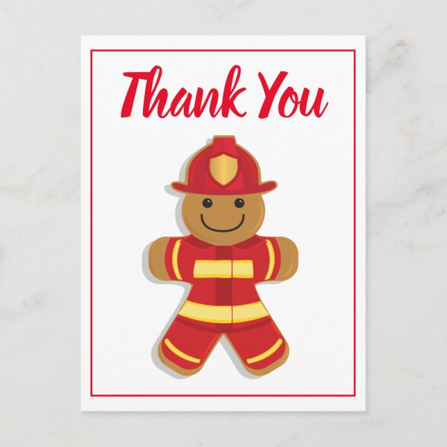 Postal Gracias al bombero Gingerbread Man (Anverso)
