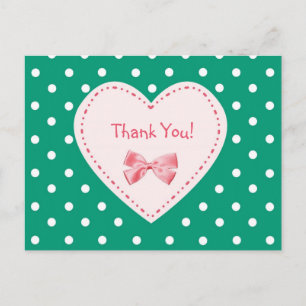 Postal Gracias al corazón verde esmeralda