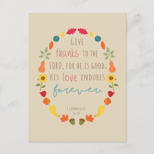 Postal Gracias al Señor, la Biblia Caída Verse Postcard (Anverso)