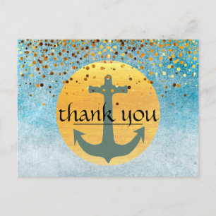 Postal Gracias, Anchor Náutico Confetti Purpurina Moon