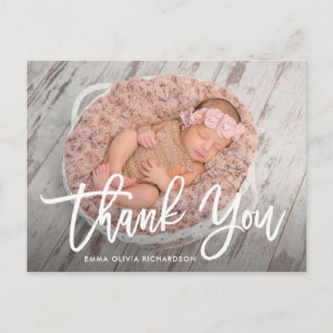Postal Gracias   Anuncio de nacimiento de la foto con gui