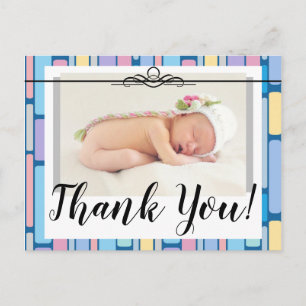 Postal Gracias Anuncio de Nacimiento Una Foto Pasteles