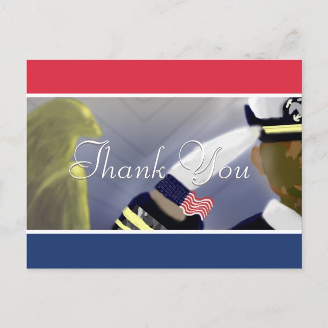 Postal Gracias | Arte de Veterano Estadounidense de Rayas (Anverso)