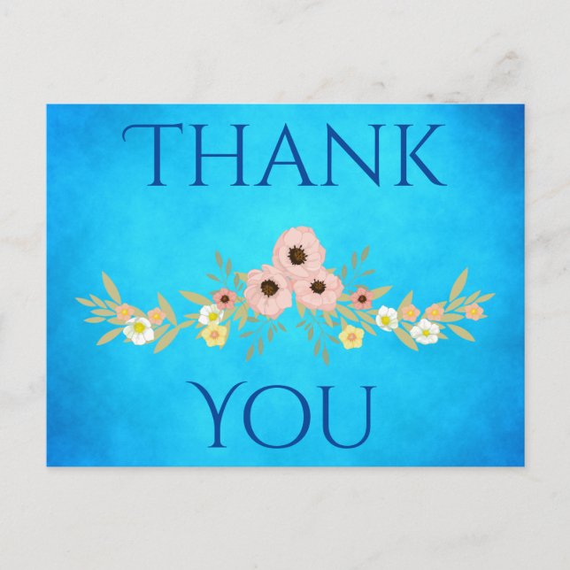 Postal Gracias azul encantador (Anverso)