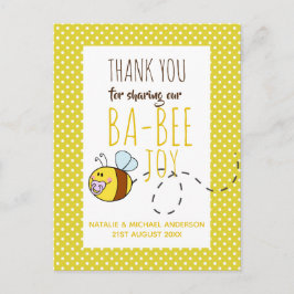 Postal Gracias BA-BEE Baby Shower Yellow Polkadot