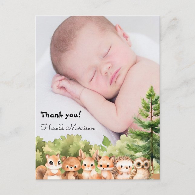 Postal Gracias Baby ducha de niño (Anverso)