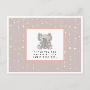 Postal Gracias Baby Elefante Corazones de Cuerda Baby Sho
