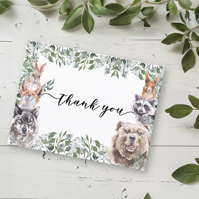 Postal Gracias Baby Shower Woodland Animals (Subido por el creador)