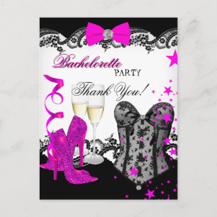 Postal Gracias Bachelorette Lace Pink Corset Champagne