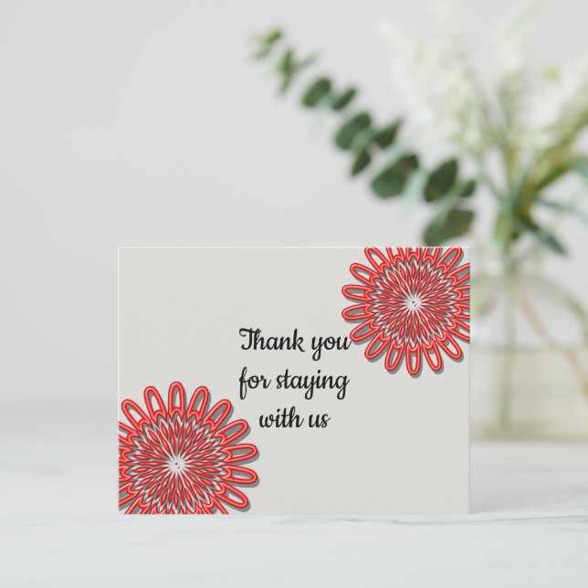 Postal Gracias barato por quedarse con el alquiler de vac (Anverso de pie)