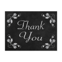 Gracias Black Chalkboard Floral Post Card