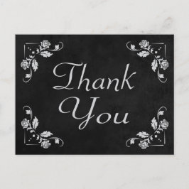 Postal Gracias Black Chalkboard Floral Post Card