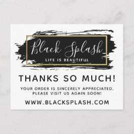 Postal Gracias Black Paint Stroke & Gold 4-Photo