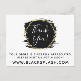 Postal Gracias Black Paint Stroke y Geo de oro moderno