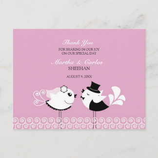 Postal Gracias Boda Aves Postcard