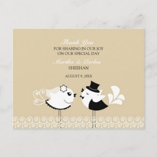 Postal Gracias Boda Aves Postcard