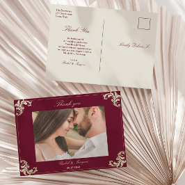 Postal Gracias Boda barroco de oro de Borgoña