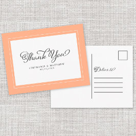 Postal Gracias Boda Caligrafía Moderna Chic Melocotón
