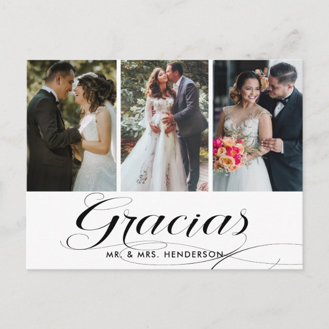 Postal Gracias Boda Collage de fotos Gracias (Anverso)