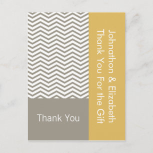 Postal Gracias Boda Compromiso Gray White Chevron