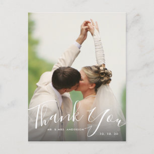 Postal Gracias Boda de fotos con guiones por mano de moda