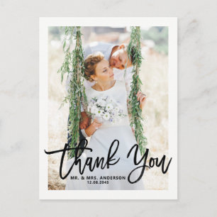 Postal Gracias Boda de fotos con letras de mano rusas