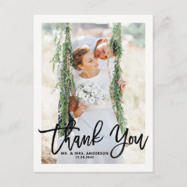 Postal Gracias Boda de fotos con letras de mano rusas