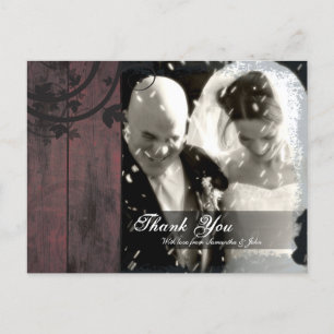 Postal Gracias Boda de fotos Postcard Rustic Barn Board