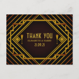 Postal Gracias Boda de Gatsby Gold 2020