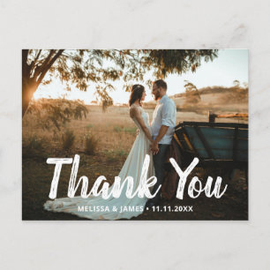 Postal Gracias Boda de guiones de pincel