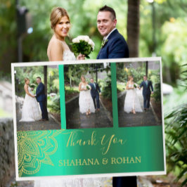 Postal Gracias Boda de oro verde al estilo indio