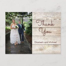 Postal Gracias Boda de Rustic Photo Modern Lights