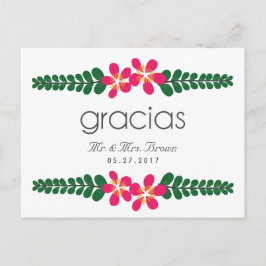 Postal Gracias Boda Floral Rosa