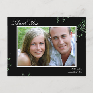 Postal Gracias Boda fotográfico Postcard Green Floral