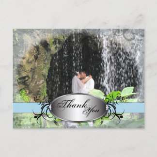 Postal Gracias Boda fotográfico Postcard Light Blue Plaqu