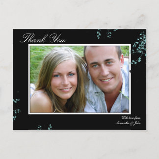 Postal Gracias Boda fotográfico Postcard Verde azulado Fl