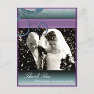 Postal Gracias Boda fotográfico Postcard Verde azulado y