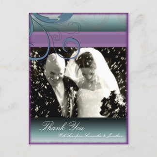 Postal Gracias Boda fotográfico Postcard Verde azulado y
