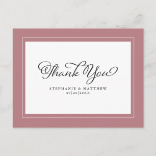 Postal Gracias Boda Modern Calligraphy Dusty Rosa