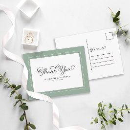 Postal Gracias Boda Modern Calligraphy Sage Green